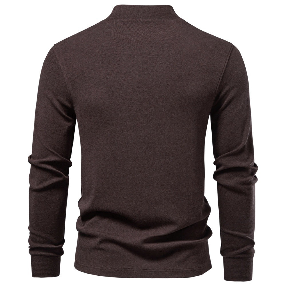 Men's Long Sleeve Sweatshirt with Narrow Standing Collar and Cotton Blend Mune Fashion