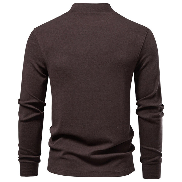Men's Long Sleeve Sweatshirt with Narrow Standing Collar and Cotton Blend Mune Fashion