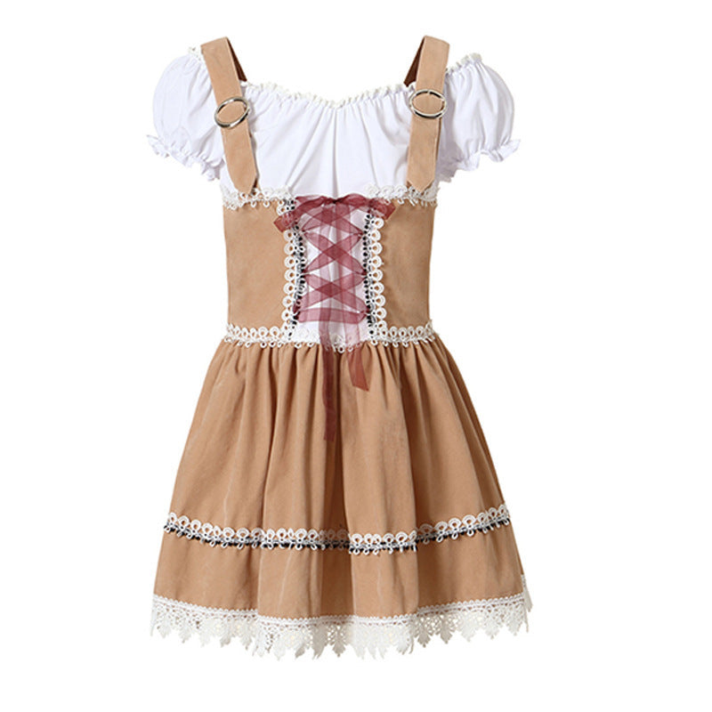 Women’s Bavarian-inspired mini dress with laced corset, Carmen blouse, and felt hat Mune Fashion