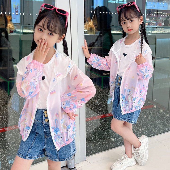 Women's lightweight transparent rain jacket for girls with hood and playful cartoon print Mune Fashion