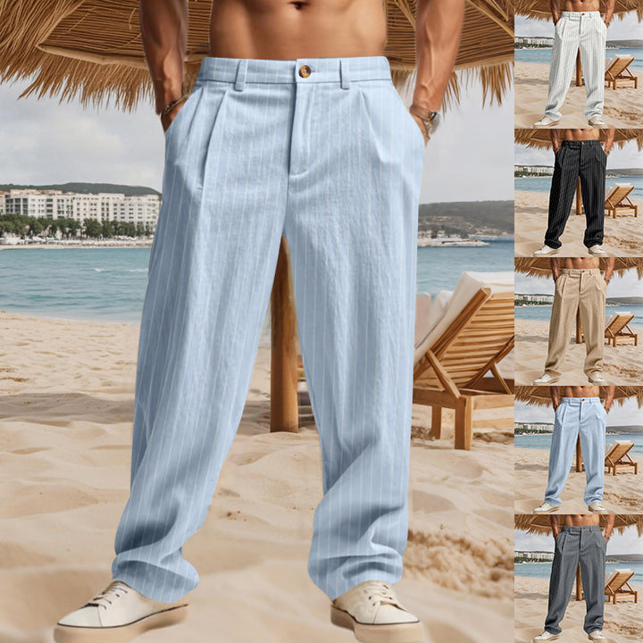 Men's casual-elegant pinstripe pants with crease and wide leg Mune Fashion
