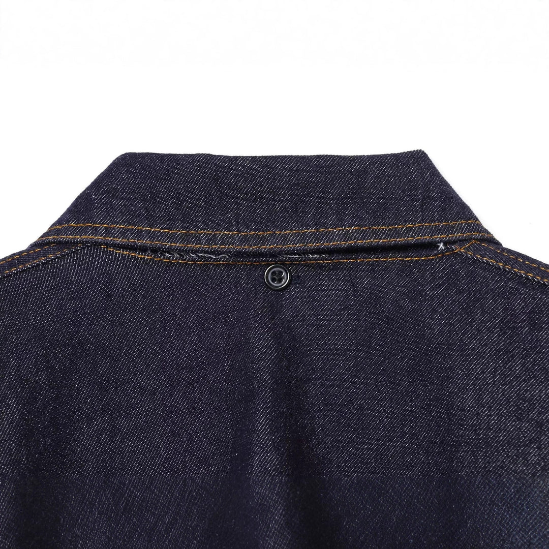 Women's cropped denim jacket with cape overlay, snap button closure and patch pockets Mune Fashion