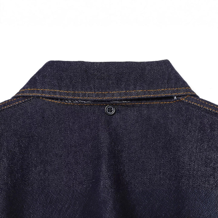 Women's cropped denim jacket with cape overlay, snap button closure and patch pockets Mune Fashion