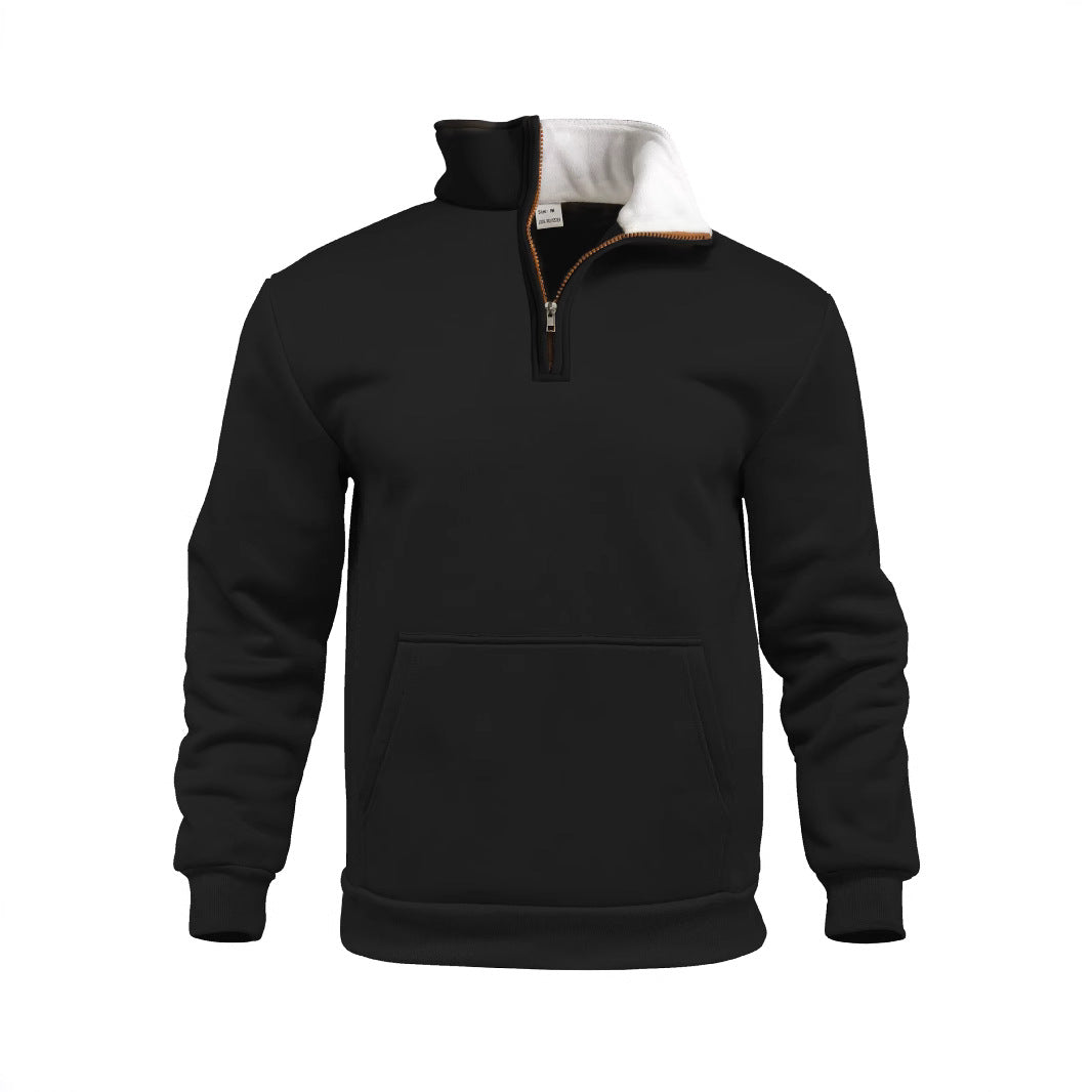 Men's comfort half-zip sweat with high fleece collar, kangaroo pocket and shape-stable ribbed hem Mune Fashion