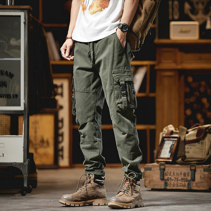 Men's Tactical Utility Cargo Pants with Reinforced Knee Patches, Multifunctional Pockets and Drawstring Waist Mune Fashion
