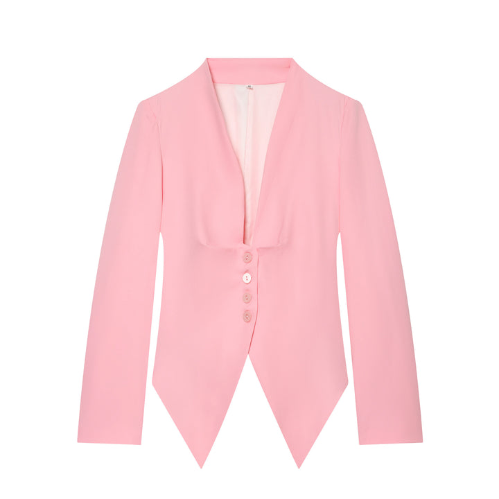 Women's tailored blazer with pointed peplum and deep V-neck Mune Fashion