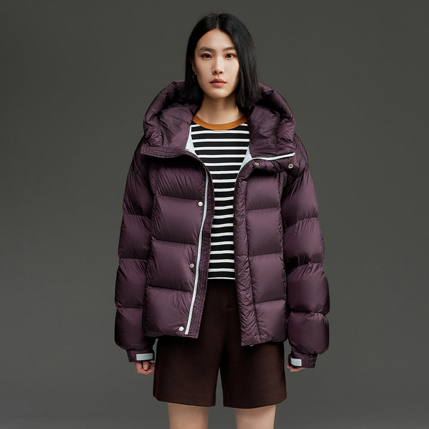 Women Short Quilted Down Jacket with Hood Mune Fashion