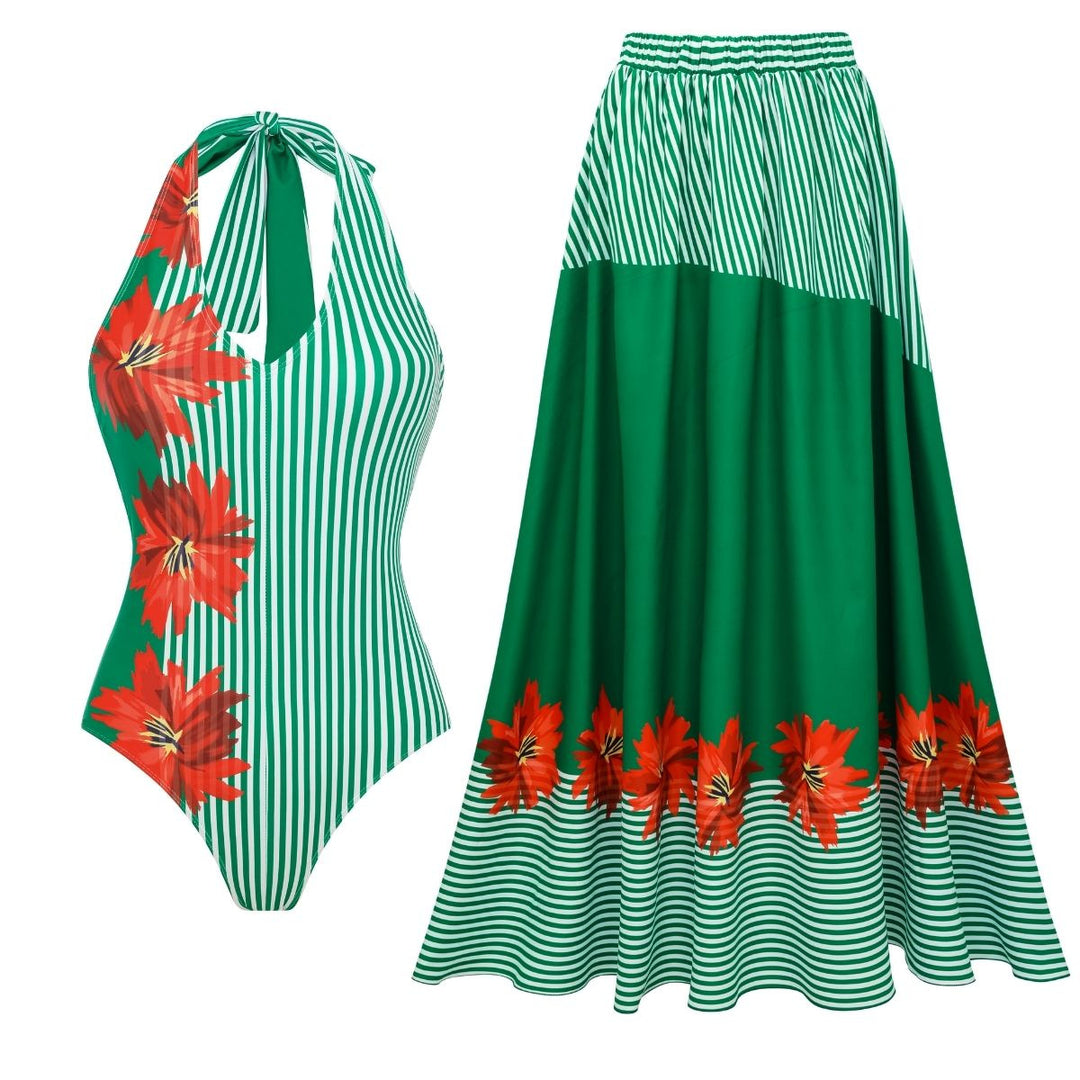 Women's swimsuit with charming ruffle design and matching maxi skirt Mune Fashion