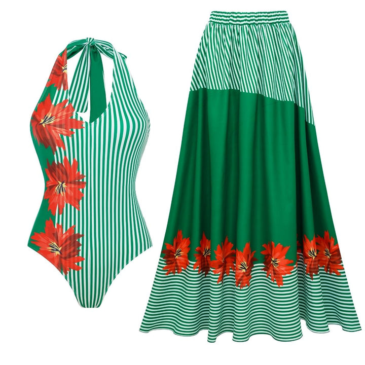 Women's swimsuit with charming ruffle design and matching maxi skirt Mune Fashion