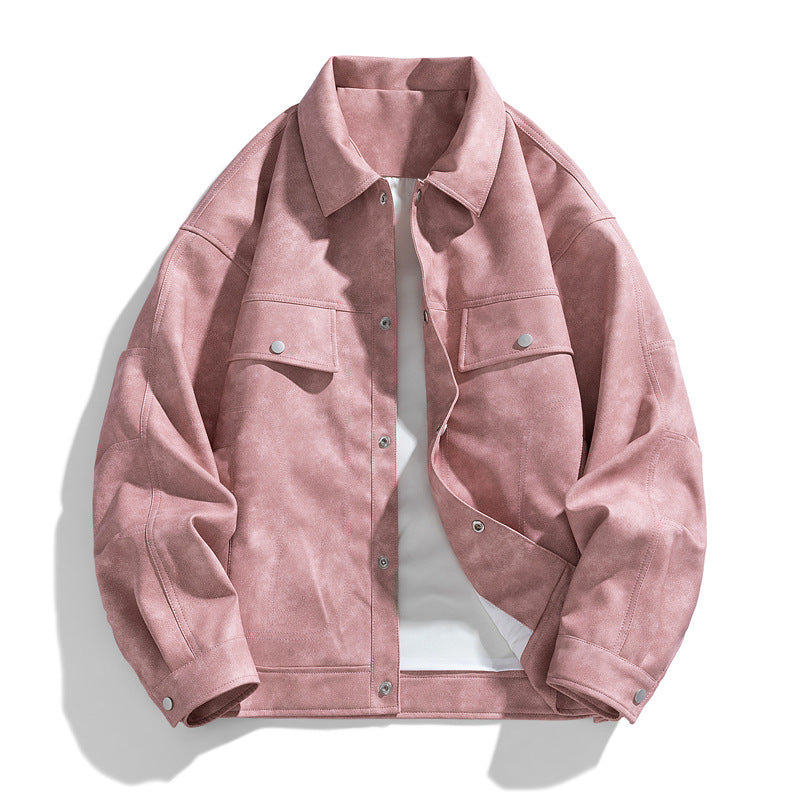 Men's  suede-effect relaxed trucker jacket with topstitch detailing Mune Fashion