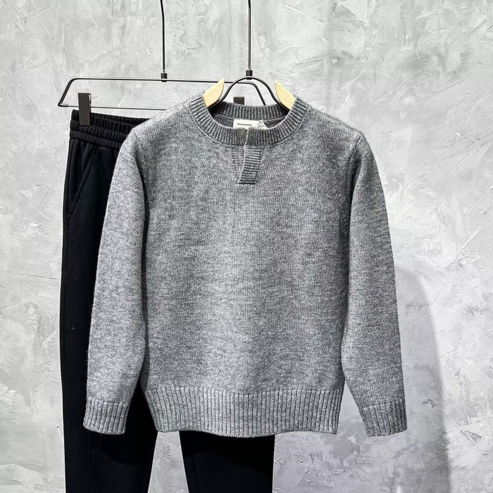 Ladies Cozy Knitted Sweater with Collar Mune Fashion