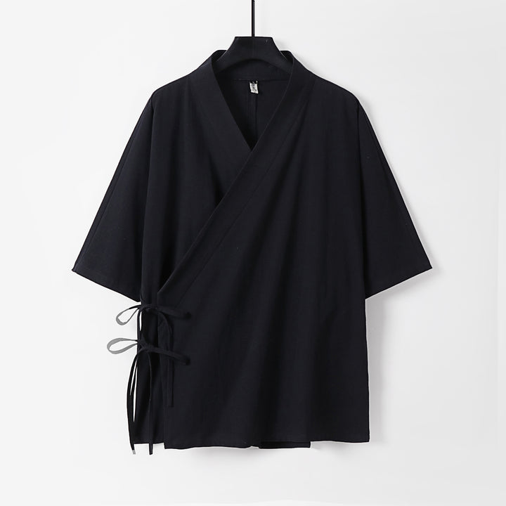 Women Wrap Kimono Top with Short Sleeves and Side Ties Mune Fashion