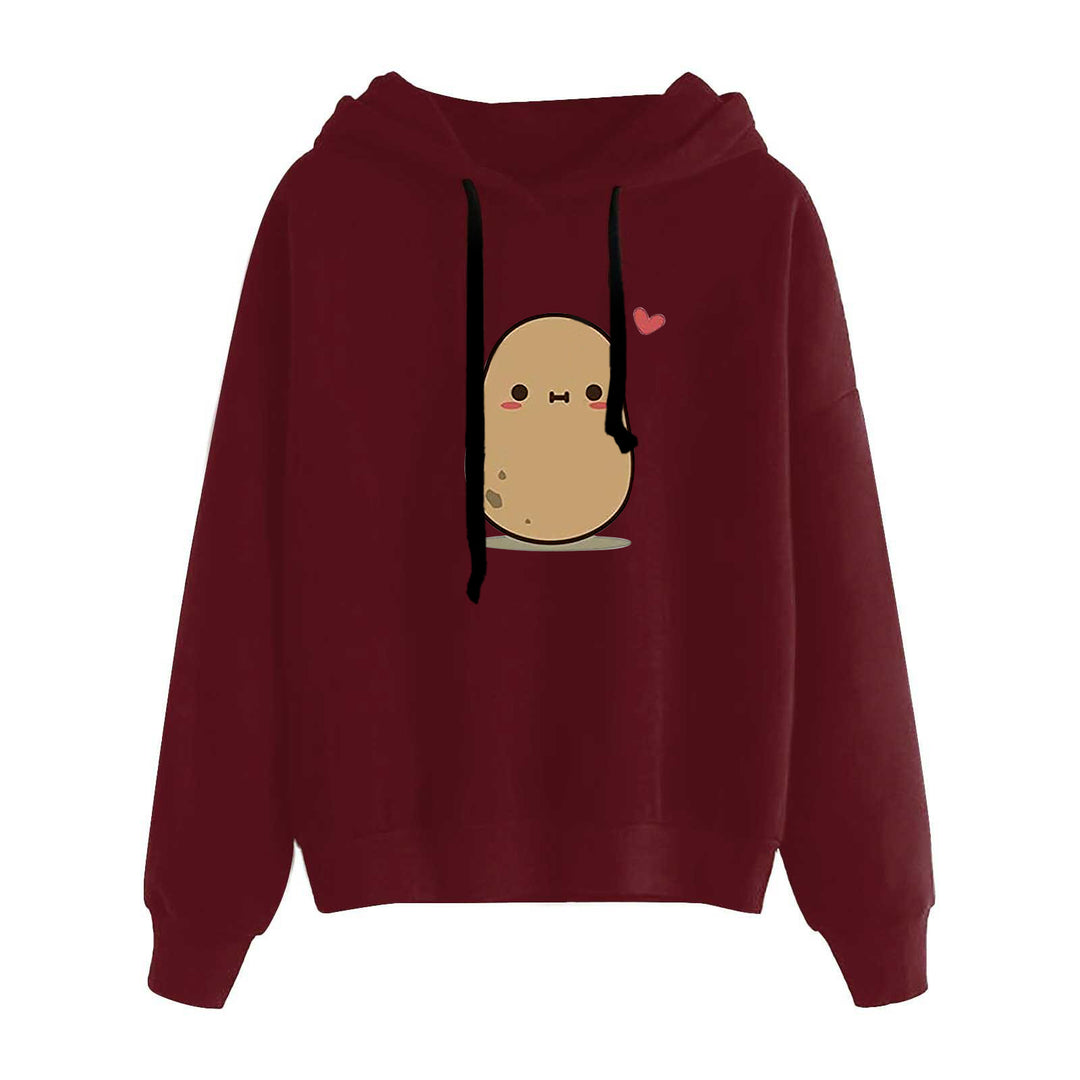Women's casual oversized hoodie with heart and paw print, drawstring and ribbed cuffs Mune Fashion