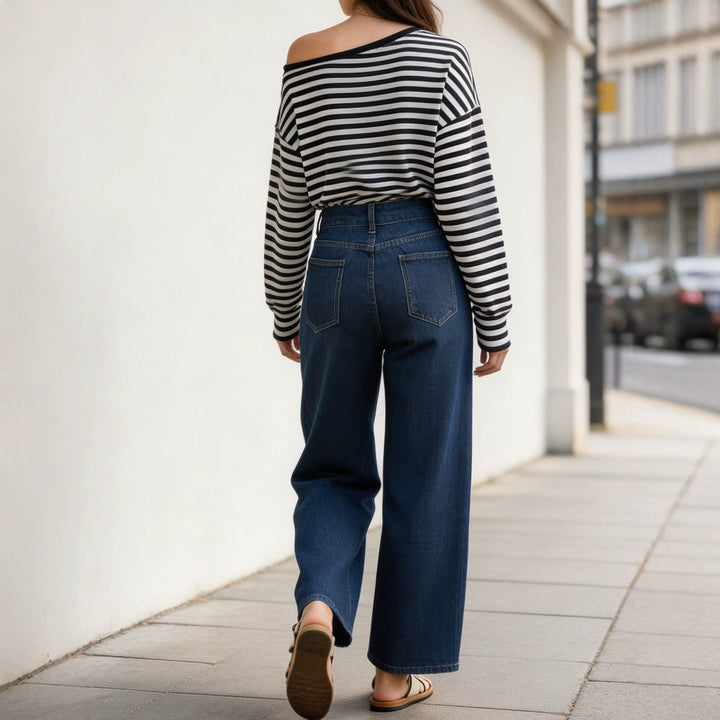 Women nan High-Waist Wide-Leg Jeans with wide leg and classic five-pocket cut Mune Fashion