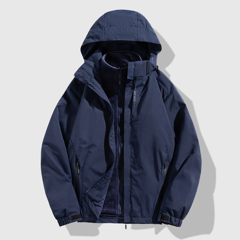 Men's two-piece winter jacket with removable fleece inner jacket waterproof windproof Mune Fashion