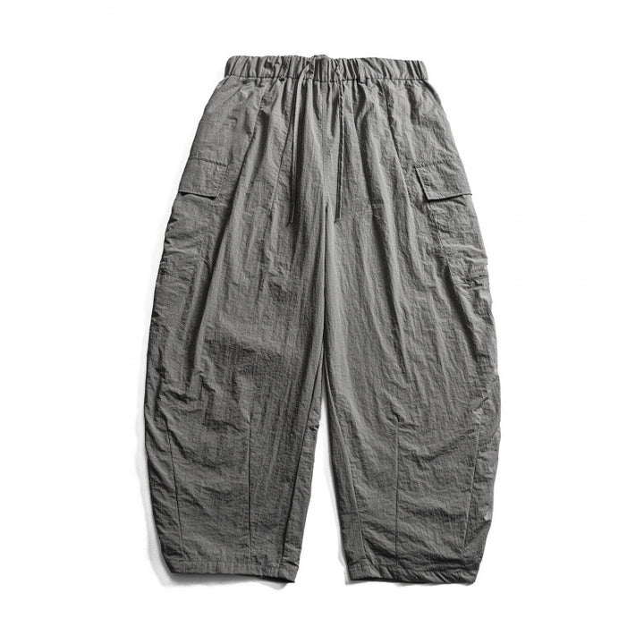 Unisex Wide Cropped Cargo Pants with Elastic Waistband, Drawstring and Overlay Pockets Mune Fashion
