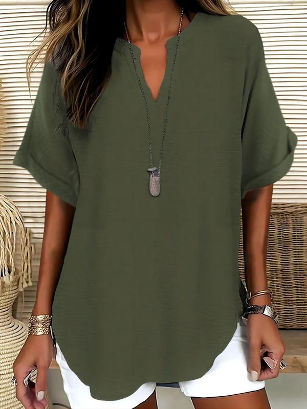 Ladies casual tunic with V-neck and wide-cut sleeves Mune Fashion