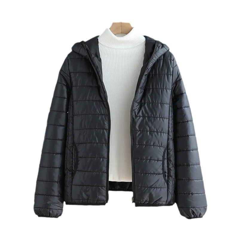 Women's padded hoodie jacket with light thermal filling and hidden zipper Mune Fashion