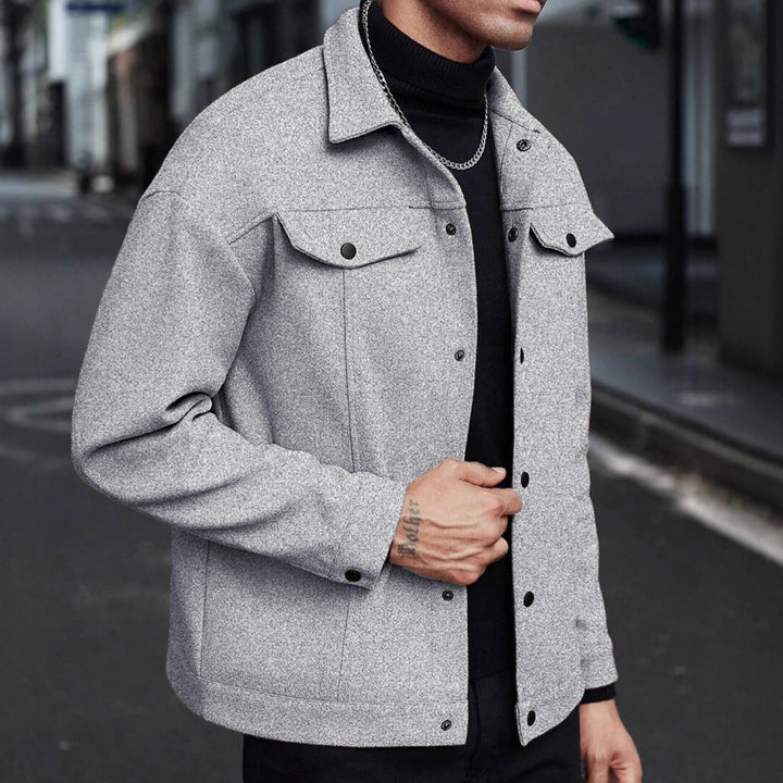 Men's shirt jacket made of wool blend with snap buttons and flap pockets Mune Fashion