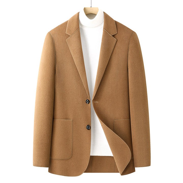 Men's Single-Breasted Wool Blend Blazer with Thermal Lining and Patch Pockets Mune Fashion