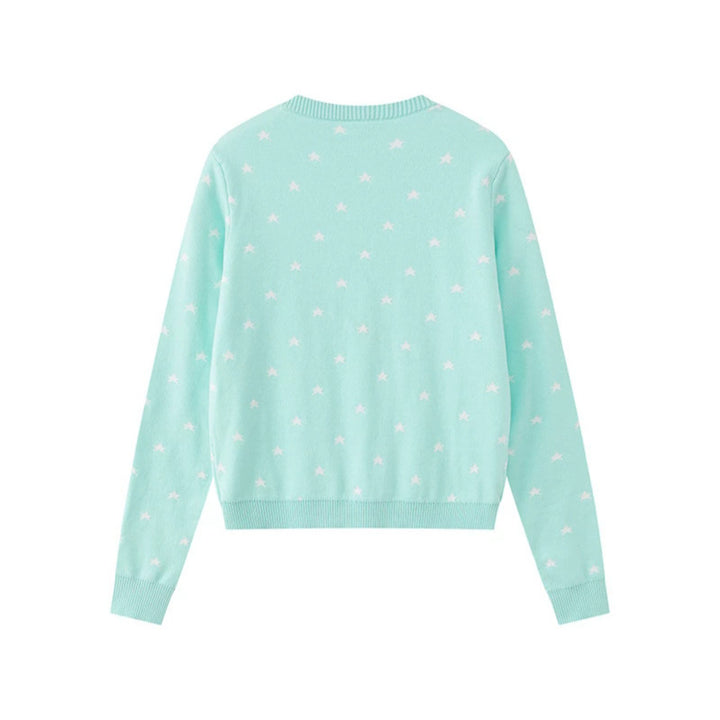 Women's fine-knit cardigan with star jacquard, round neck and button closure Mune Fashion