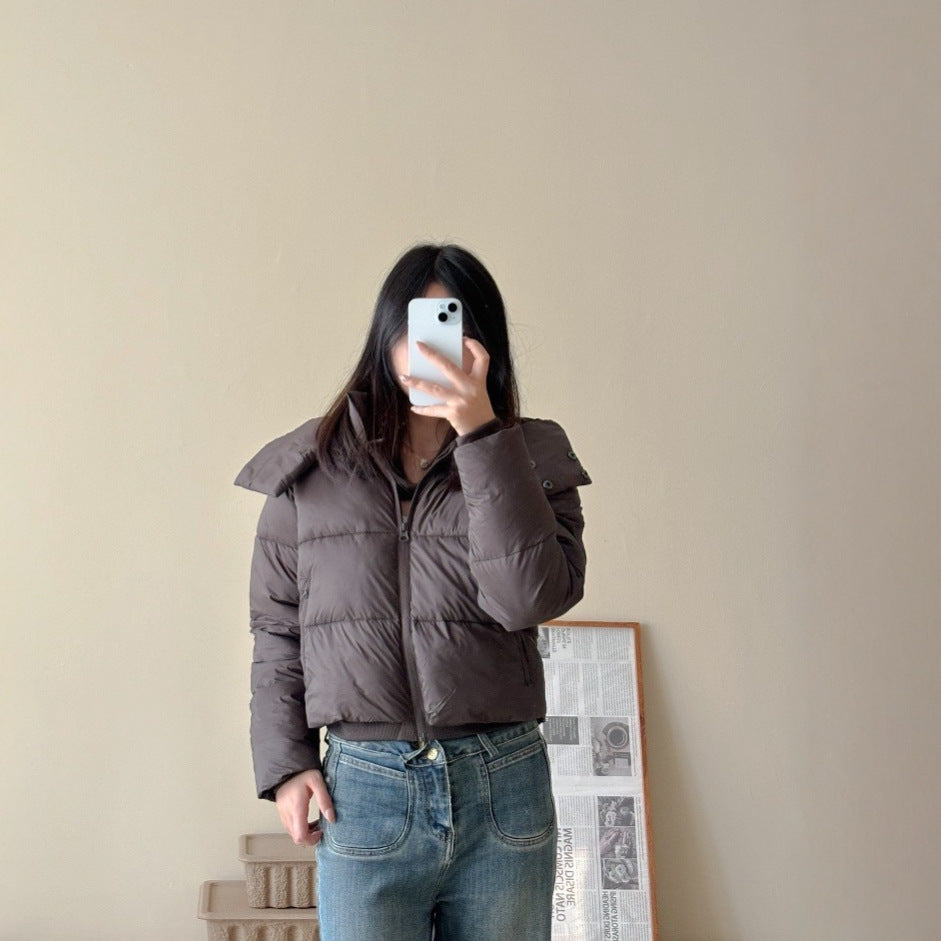 Ladies Short Quilted Cropped Jacket with Wide Lapel Mune Fashion