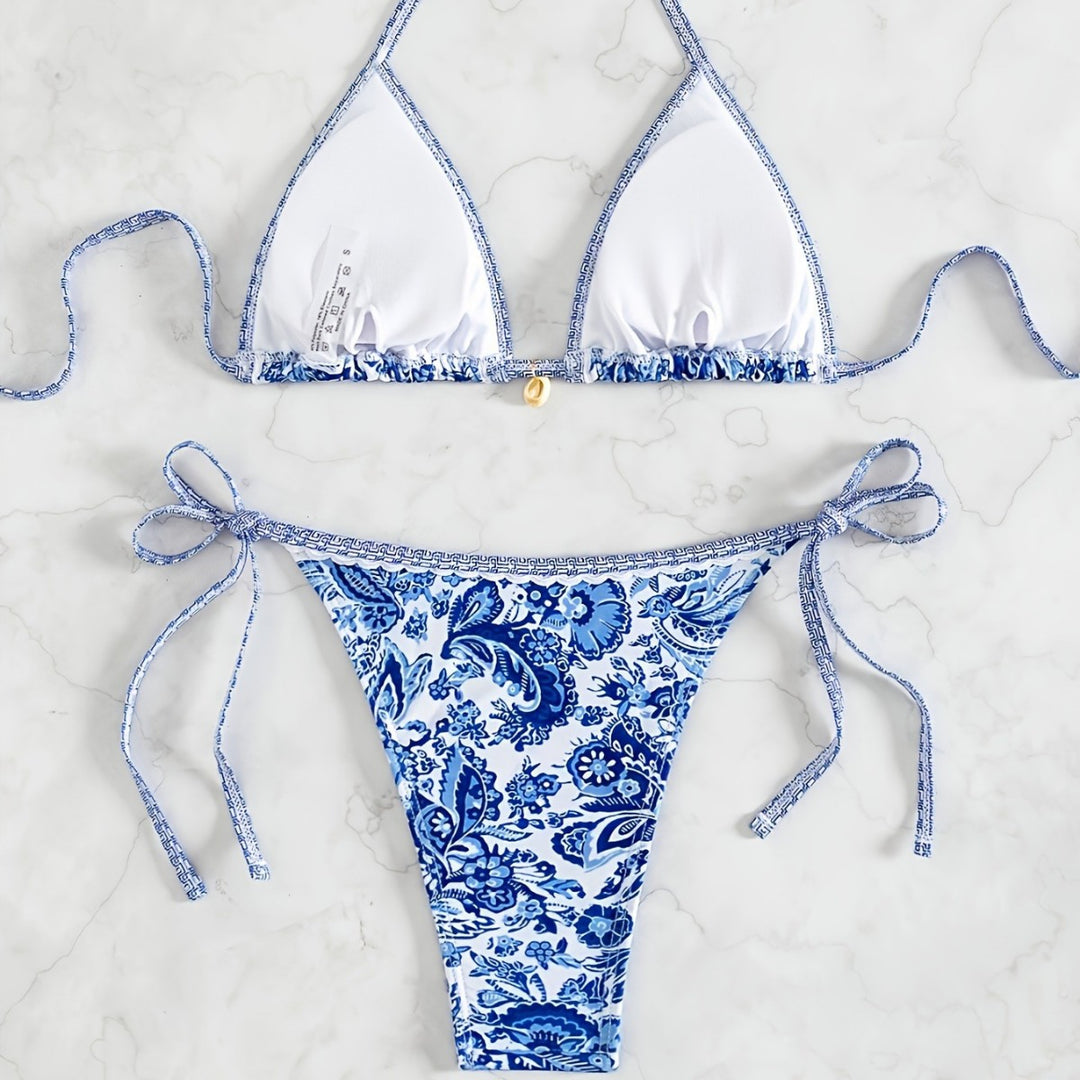 Women's Triangle Bikini with Floral Patterns Mune Fashion