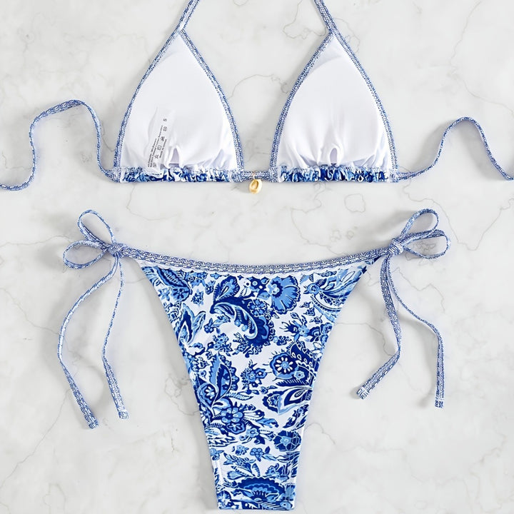 Women's Triangle Bikini with Floral Patterns Mune Fashion