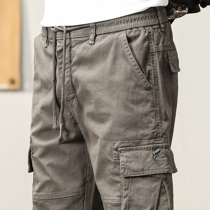 Men's Utility Cargo Jogging Pants with Drawstring, Multifunctional Pockets, and Elastic Cuffs