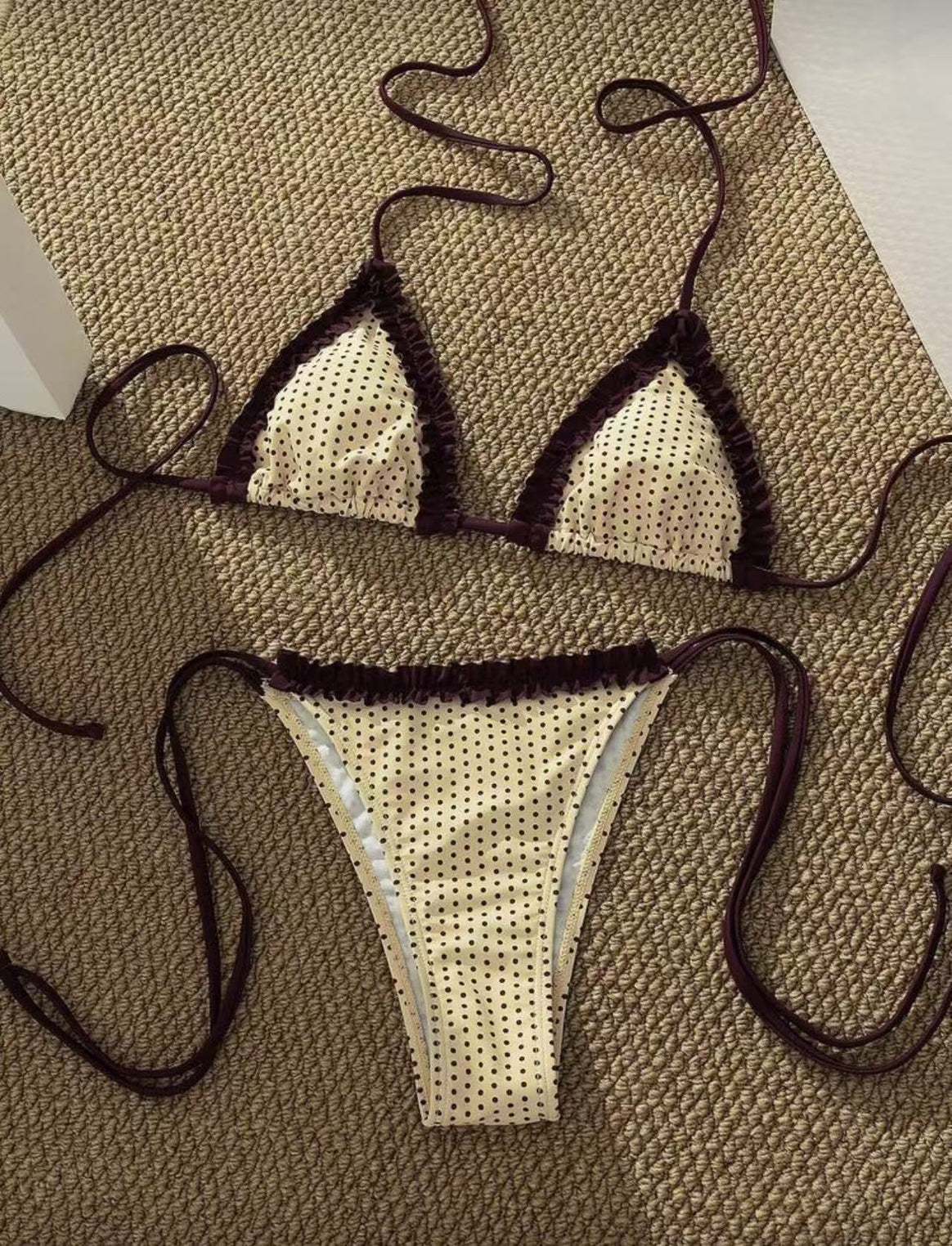 Women's bikini set with playful checked pattern and charming ruffle details Mune Fashion