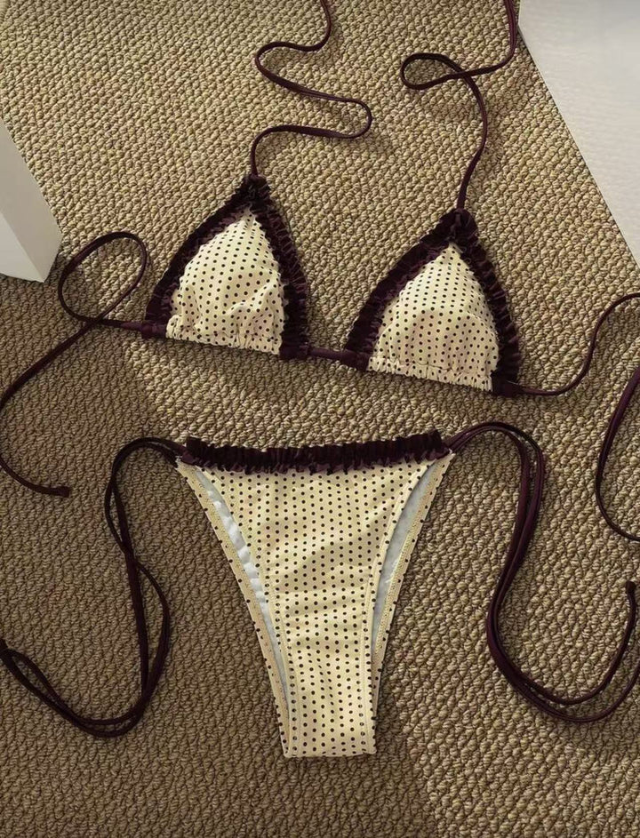 Women's bikini set with playful checked pattern and charming ruffle details Mune Fashion
