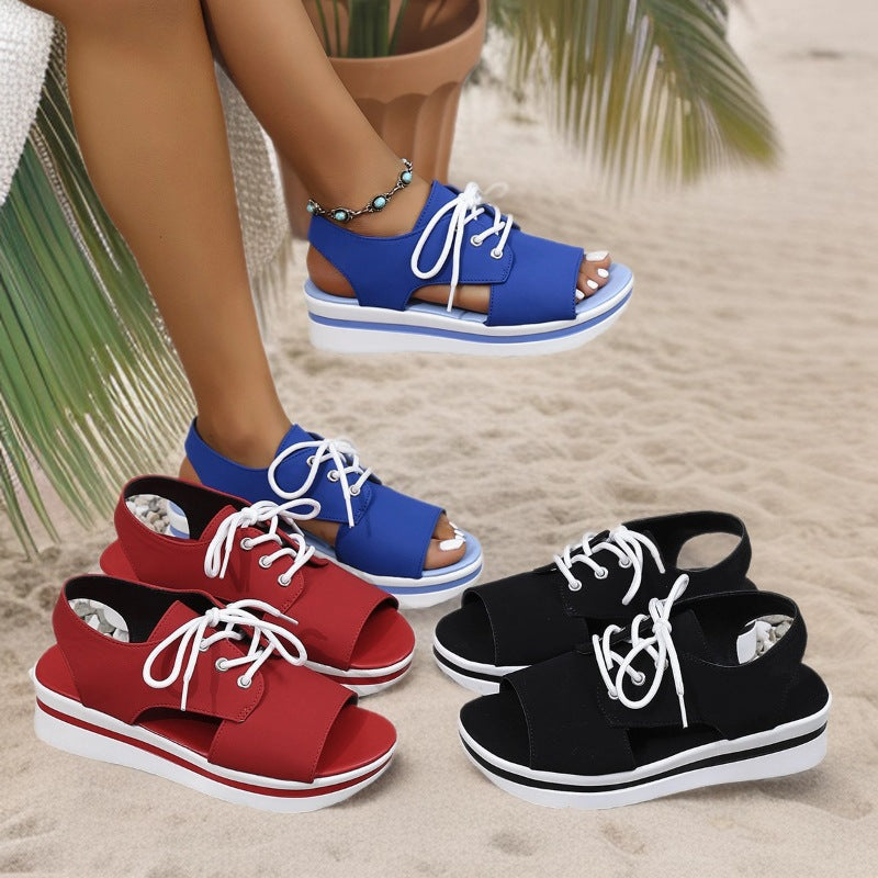 Women's sporty sneaker sandals with open toe area and fashionable upper material Mune Fashion