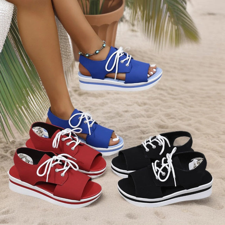 Women's sporty sneaker sandals with open toe area and fashionable upper material Mune Fashion