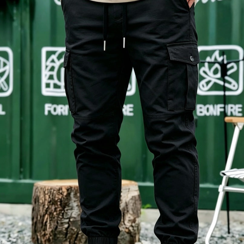Men's Drawstring Cargo Pants in Jogger Style with Elastic Cuffs & Multiple Pockets Mune Fashion
