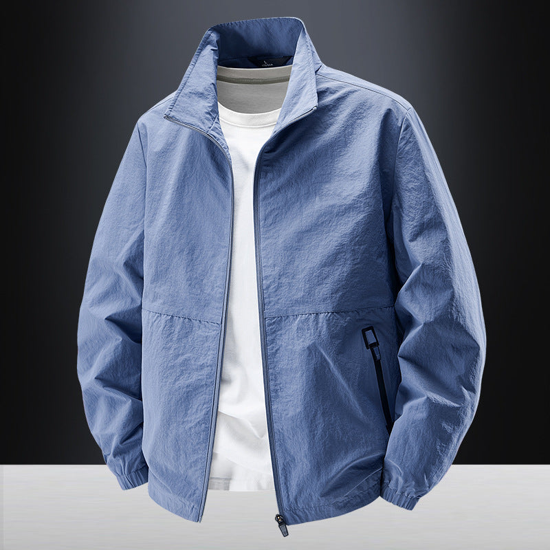 Men's minimalist functional jacket with stand-up collar, breathable mesh lining, and water-repellent zippers Mune Fashion