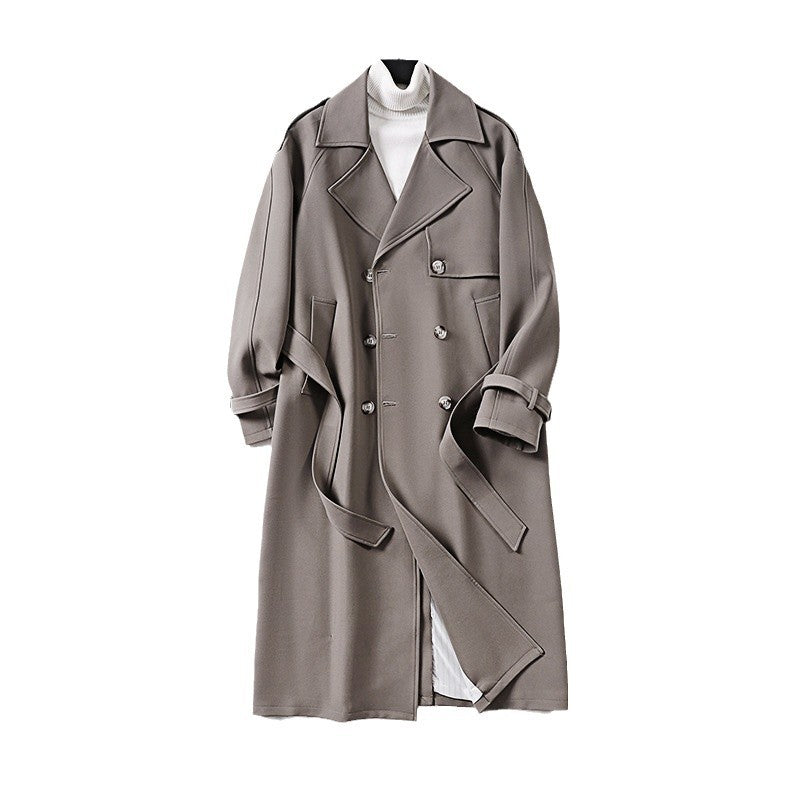 Ladies Elegant Maxi Trench Coat made of wool blend with wide shawl collar and tie belt Mune Fashion