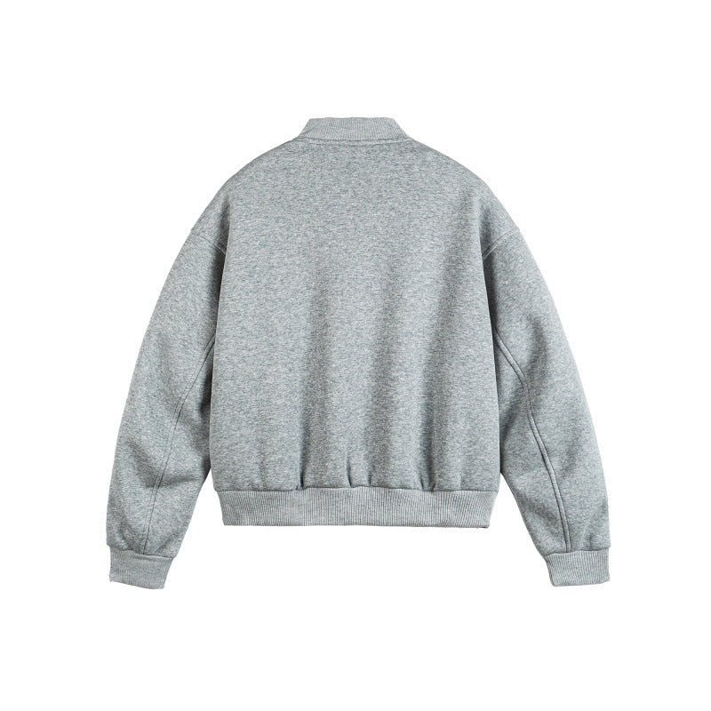 Unisex Boxy Sweat Jacket with full zip, badge applications and ribbed hem Mune Fashion