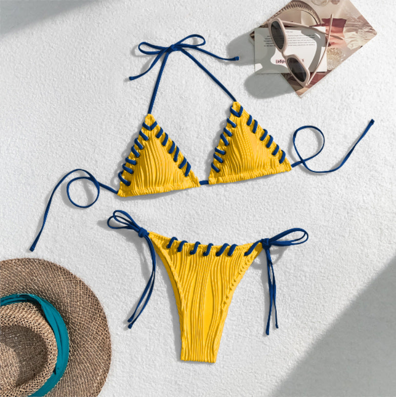 Women's triangle bikini with contrasting lacing details Mune Fashion