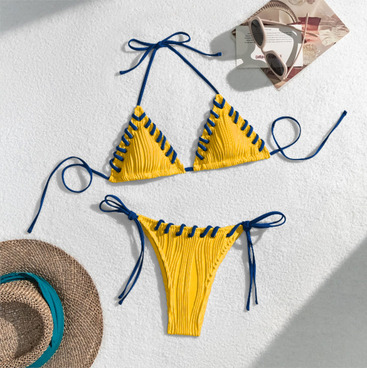Women's triangle bikini with contrasting lacing details Mune Fashion