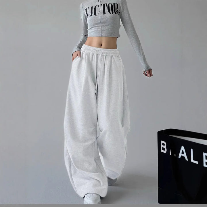 Women's extra-wide high-waist lounge pants with elastic drawstring waistband, drawstring and practical side pockets Mune Fashion