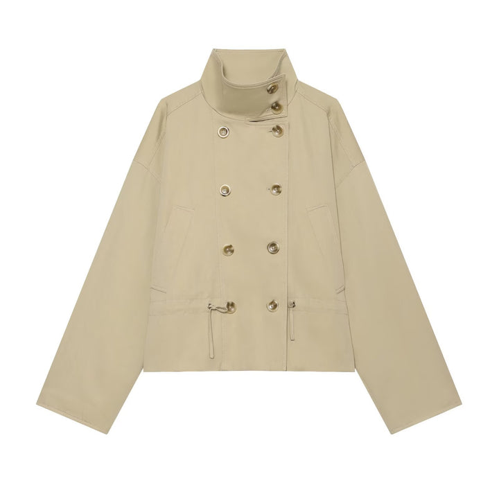 Women's short parka with funnel collar, double-breasted closure, and adjustable drawstring Mune Fashion