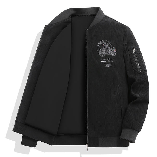 Men's Stylish Bomber Jacket with Stylish Motorcycle Design Mune Fashion