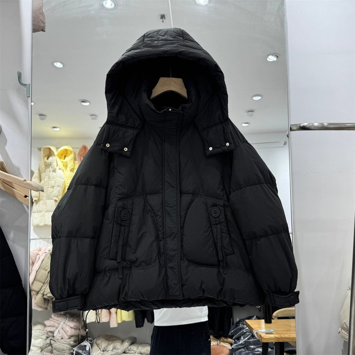 Women's Oversize Padded Jacket with Hood and High Collar Mune Fashion