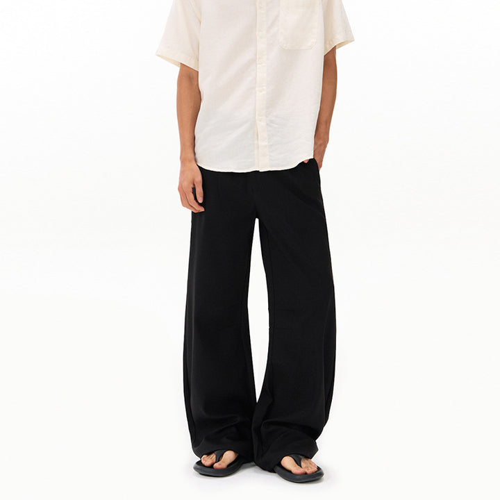 Men's Ultra Wide Wool Blend Suit Trousers in Palazzo Cut with Drop Crotch and Crease Mune Fashion