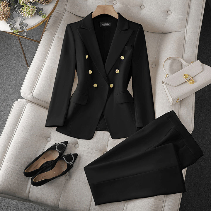 Women Elegant Double-Breasted Blazer Set Mune Fashion