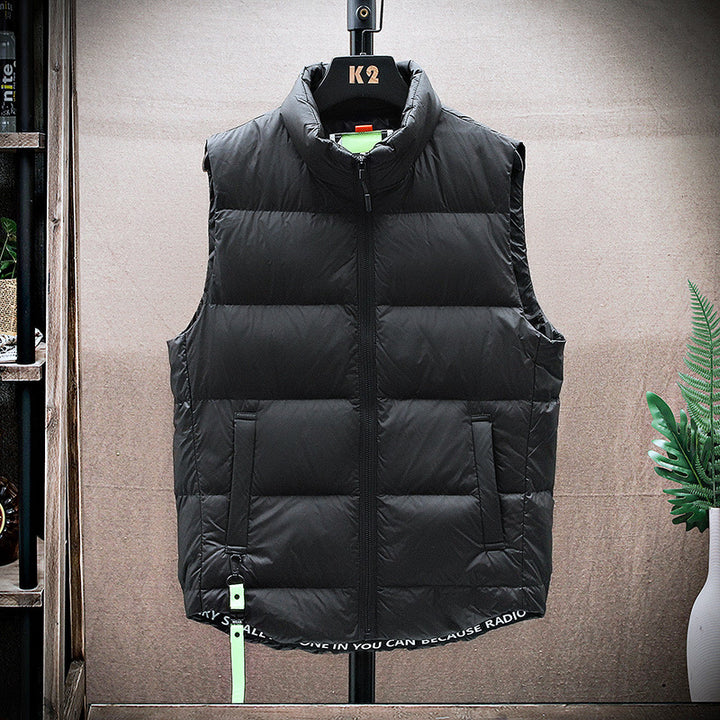 Men's padded quilted vest with high stand-up collar and drawstring hem Mune Fashion
