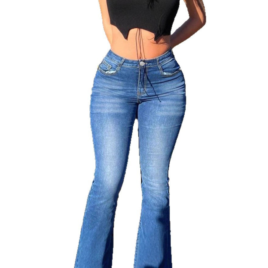 Women's High-Waisted Sculpting Bootcut Jeans with Waist-Shaping V-Waist Mune Fashion