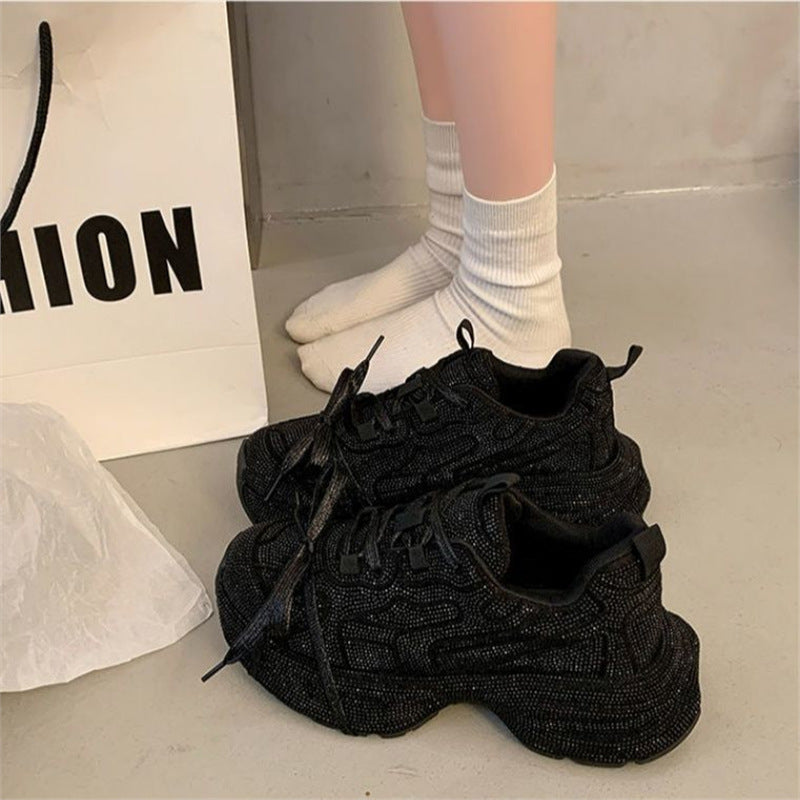 Women's Sculpted-Platform Sneaker with Textured Mesh and Ergonomic Comfort Insole Mune Fashion