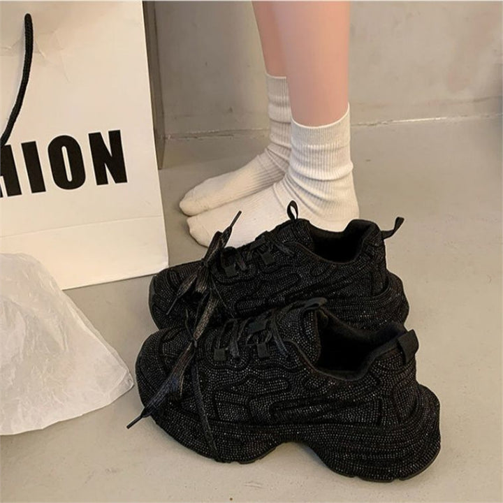 Women's Sculpted-Platform Sneaker with Textured Mesh and Ergonomic Comfort Insole Mune Fashion