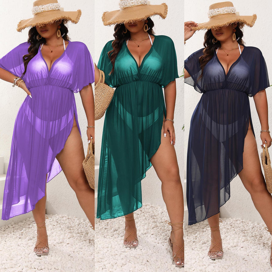 Women's airy beach cover-up with deep V-neck and side slits Mune Fashion